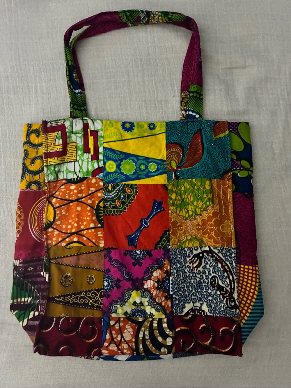 Gorgeous Boho Chic Unique Handmade Patchwork Vibrant Tote Bag, Like New